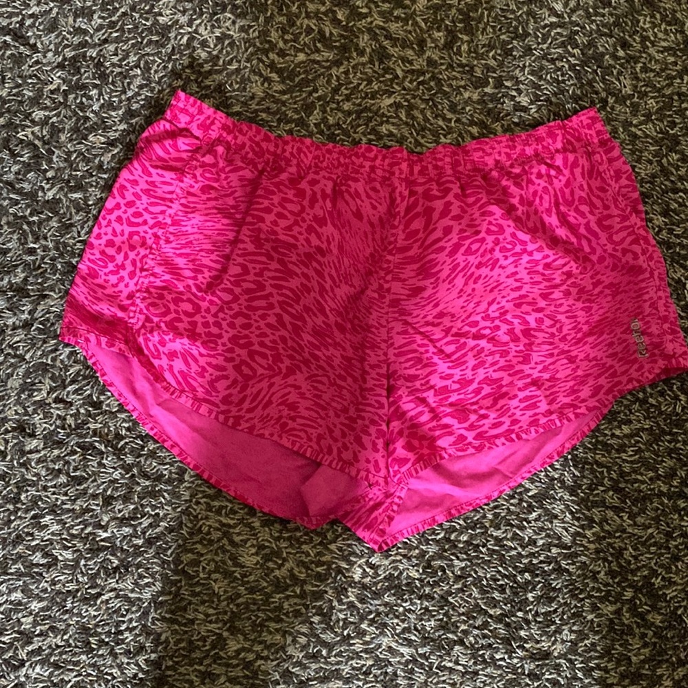 Pink cheetah athletic shorts
